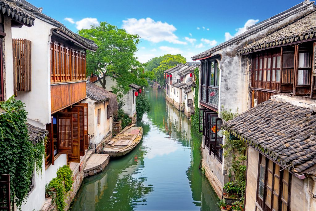 canal in zhouzhuang town china lotusjeremy AdobeStock_243112916