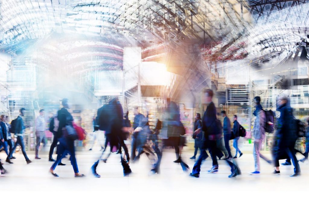 crowded train station