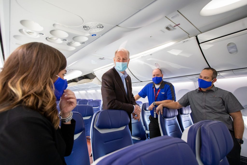 Southwest CEO Gary Kelly talking to employees