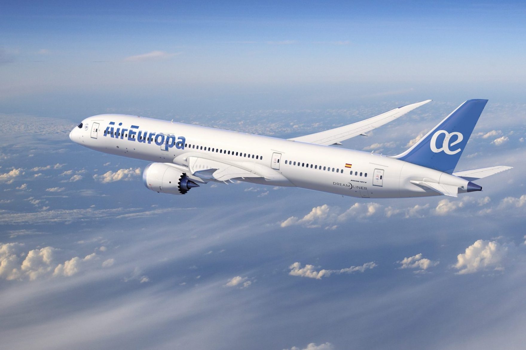 An Air Europa Boeing 787 Dreamliner in flight.
