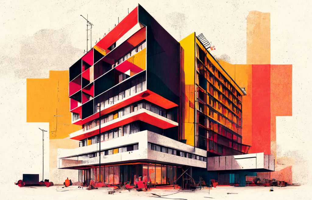 An illustration of a hotel