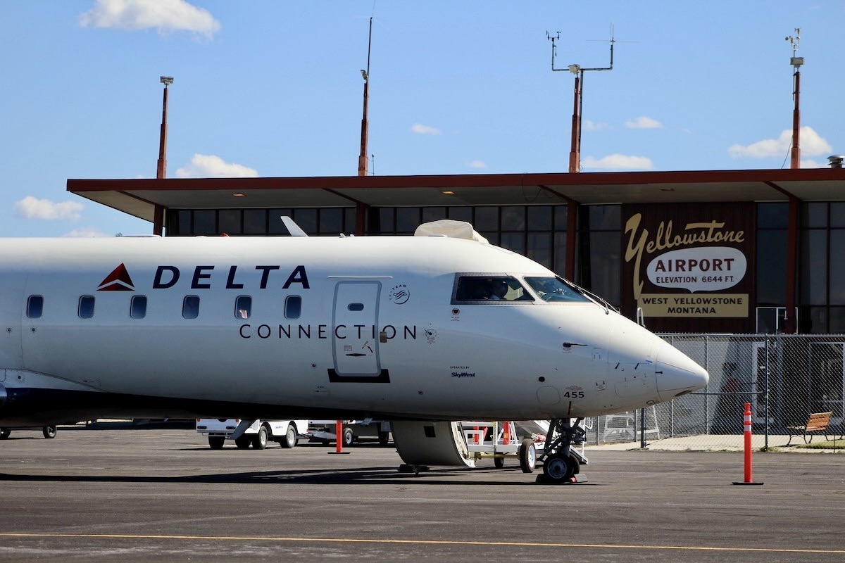 A SkyWest Delta Connection plane at West Yellowstone