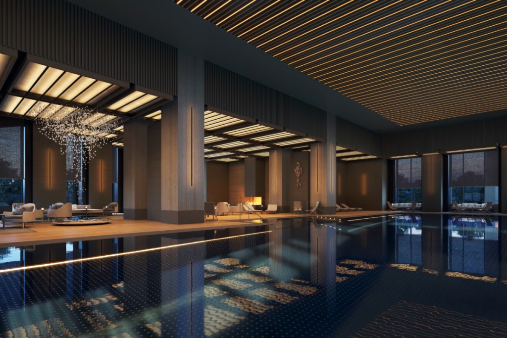 An indoor swimming pool