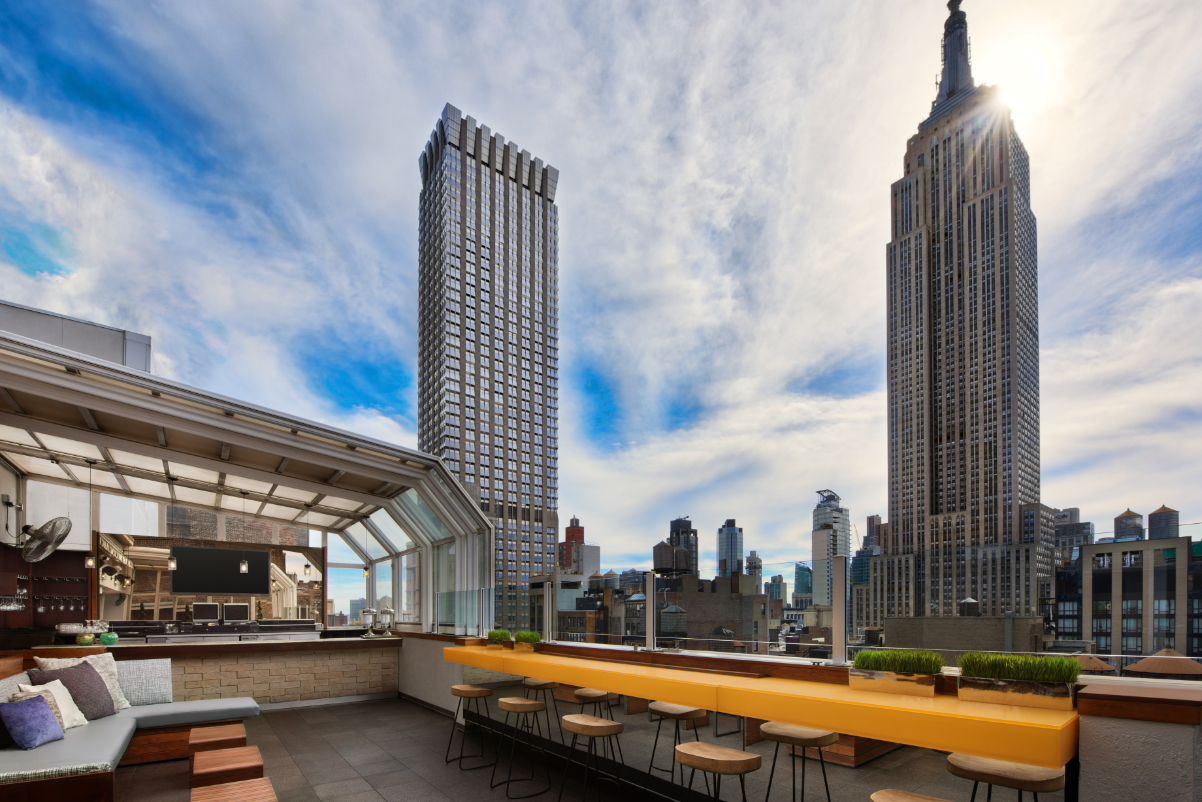 Top of the Strand bar scene at Marriott Vacation Club, New York City source marriott vacations worldwide