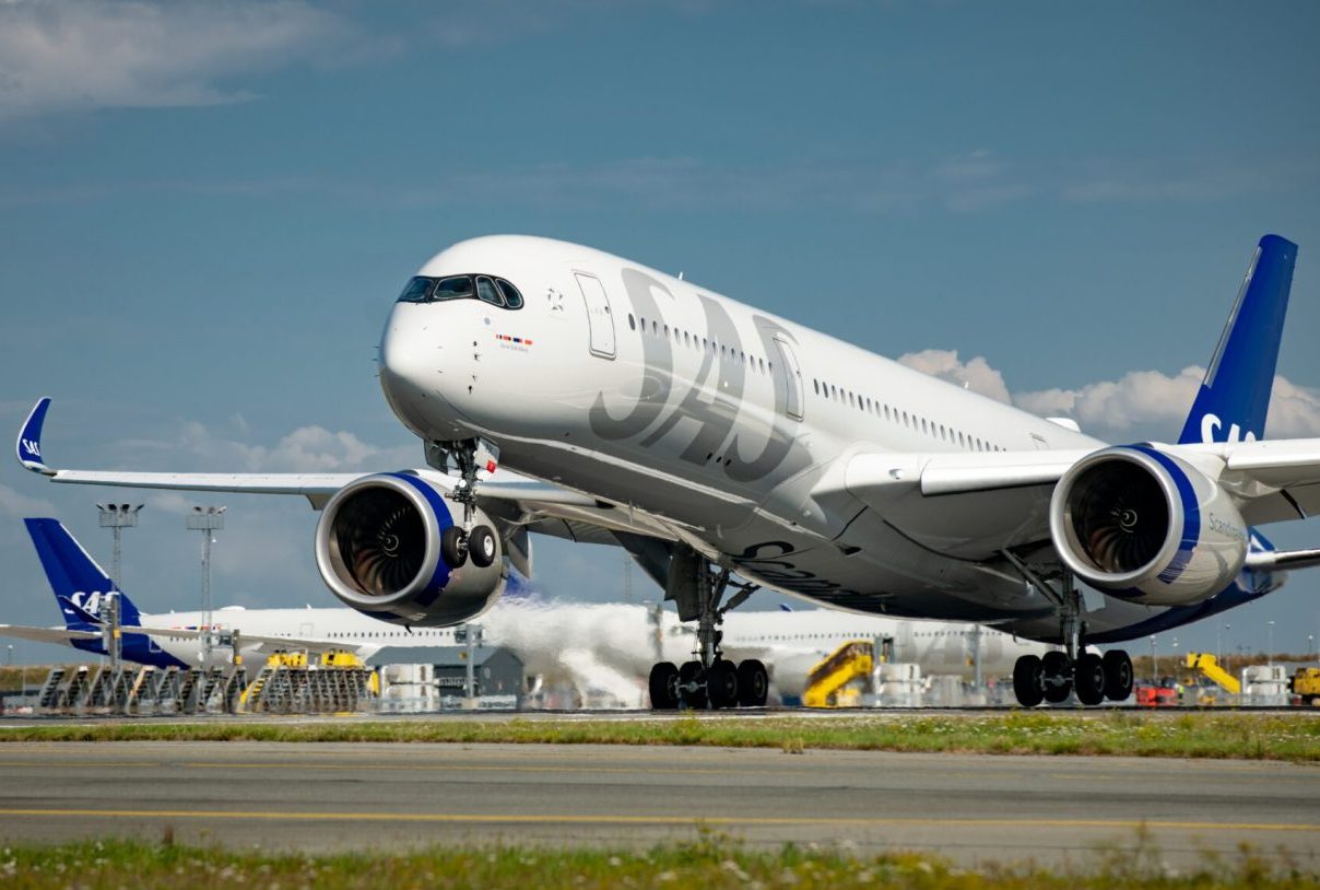 An SAS Scandinavian Airlines Airbus A350-900.