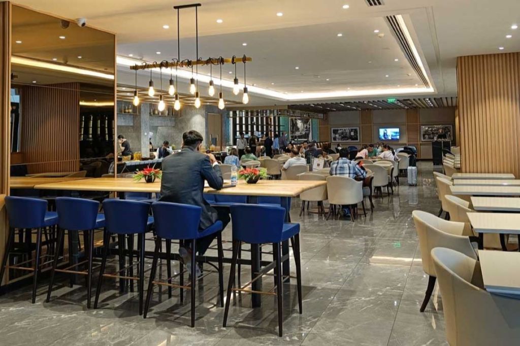An airport lounge operated by Encalm Hospitality.