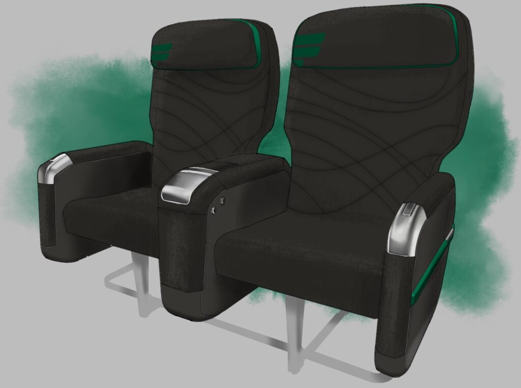 A rendering of Frontier's first class seats.