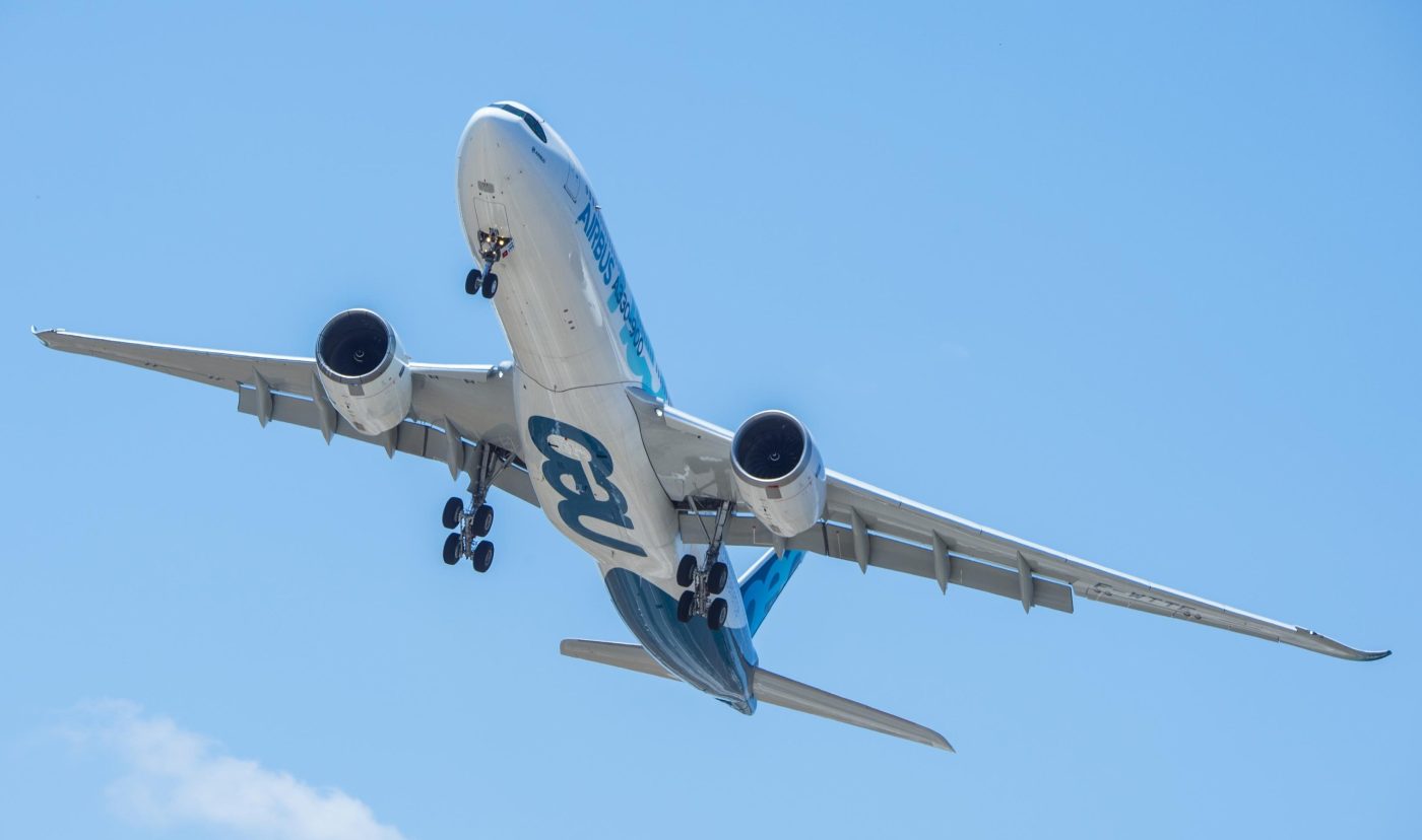 The Airbus A330-900 in flight.