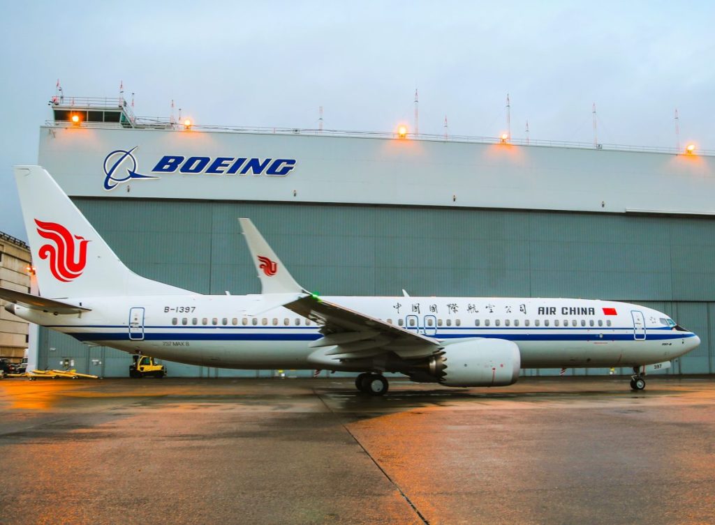 The first 737 Max for Air China at Boeing's Seattle Delivery Center.