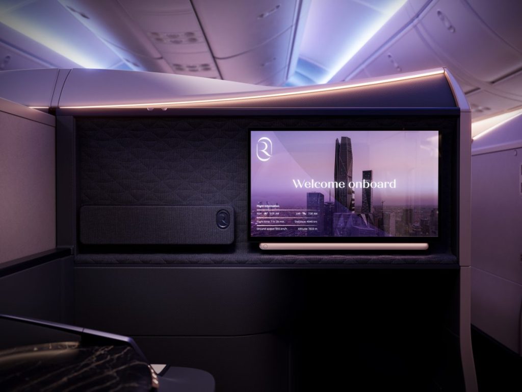 The business class cabin on Riyadh Air