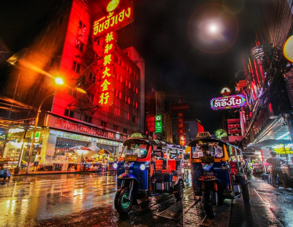 Tuk-tuks in Bangkok’s Chinatown