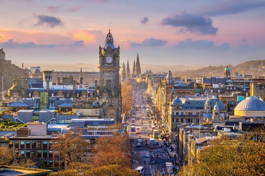 Old town Edinburgh city skyline, Scotland