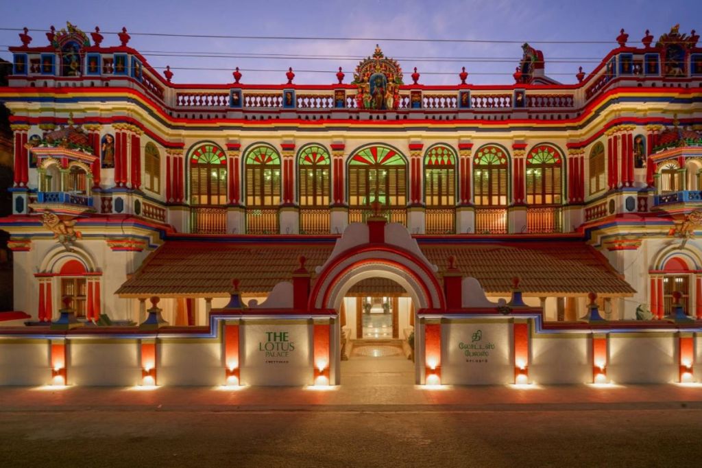 Exterior view of The Lotus Palace Chettinad property.