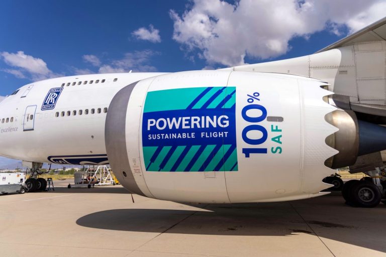 Rolls-Royce flying testbed engine operating a 100% SAF flight