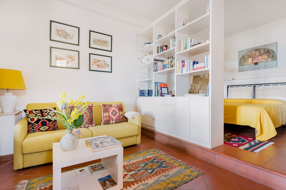 A living room in an Airbnb in Italy.