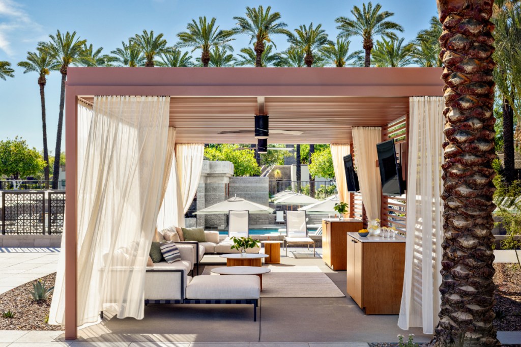 Daytime view of a poolside cabana at Grand Hyatt Scottsdale Resort
