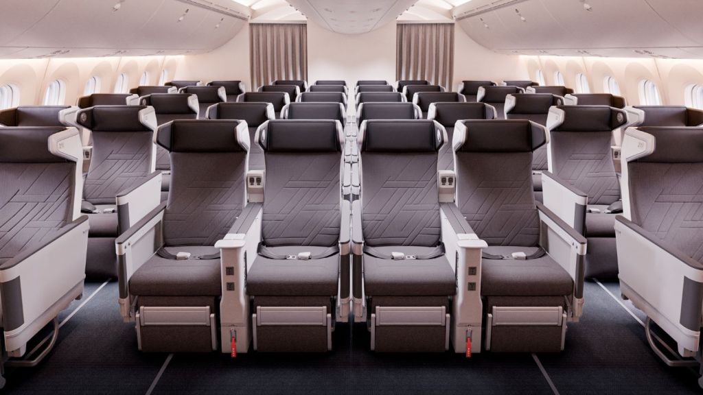 Korean Air's new premium economy class cabin.