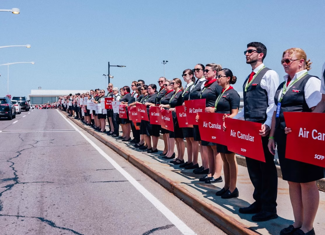 Air Canada flight attendants during August 11's "Day of Action."