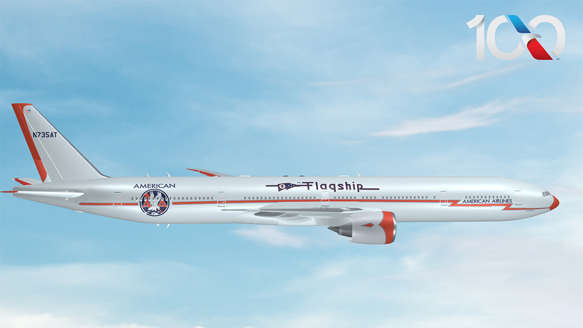American Airlines' retro jet to mark its 100th birthday.