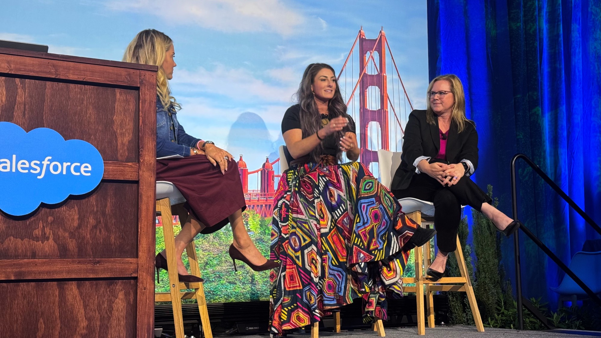 Expedia Group's Angela Vega and Beth Burkett of IHG Hotel and Resorts at Salesforce's Dreamforce conference in San Francisco.