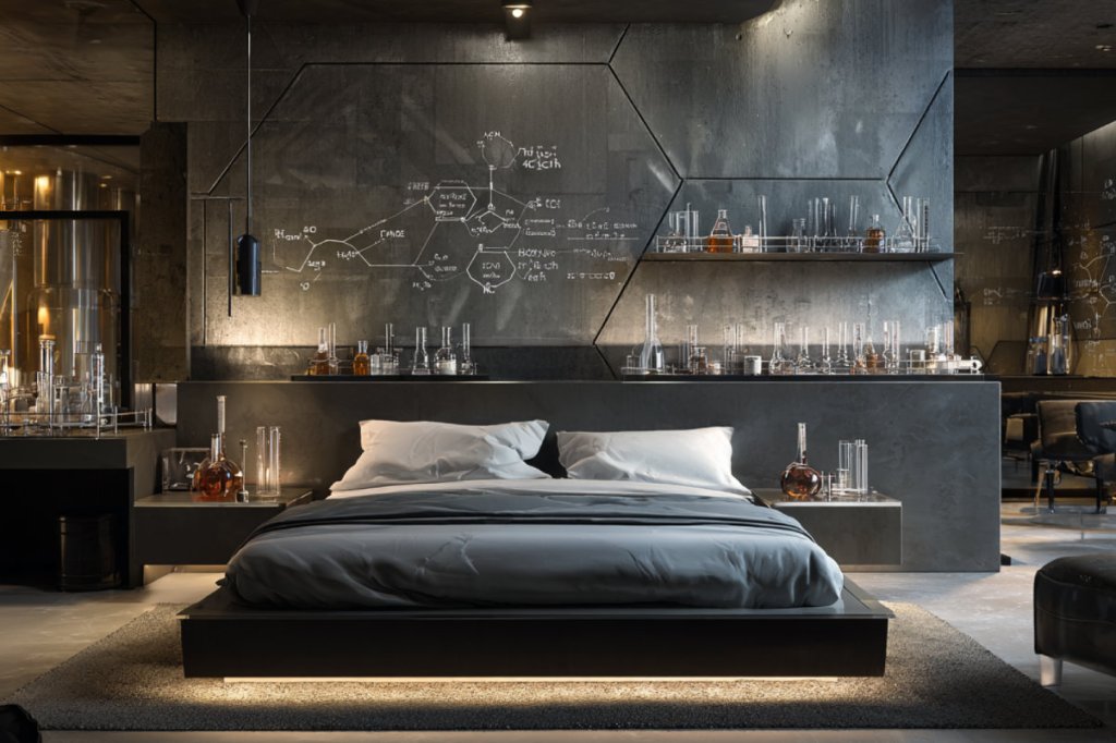 photoillustration view of a hotel bedroom in a laboratory to illustrate hotel revenue management's new science bent