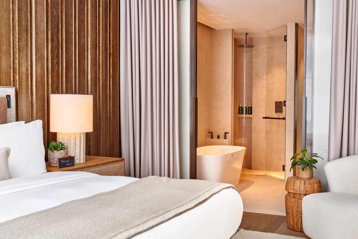 A guest room at the 1 Hotel Mayfair