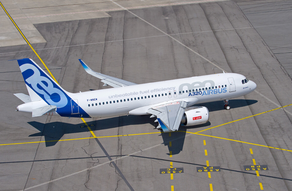 An Airbus A320neo on the apron.