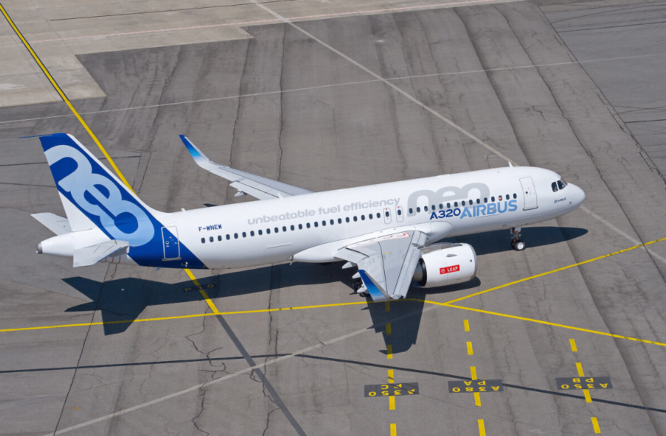 An Airbus A320neo on the apron.
