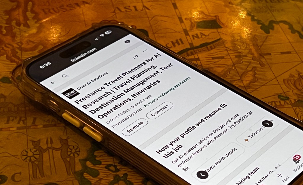 Uber AI Solutions travel experts job listing LinkedIn