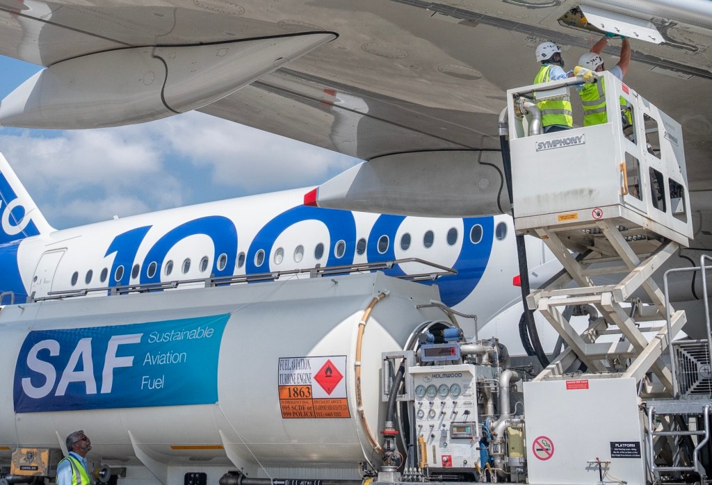An Airbus aircraft being refuelled