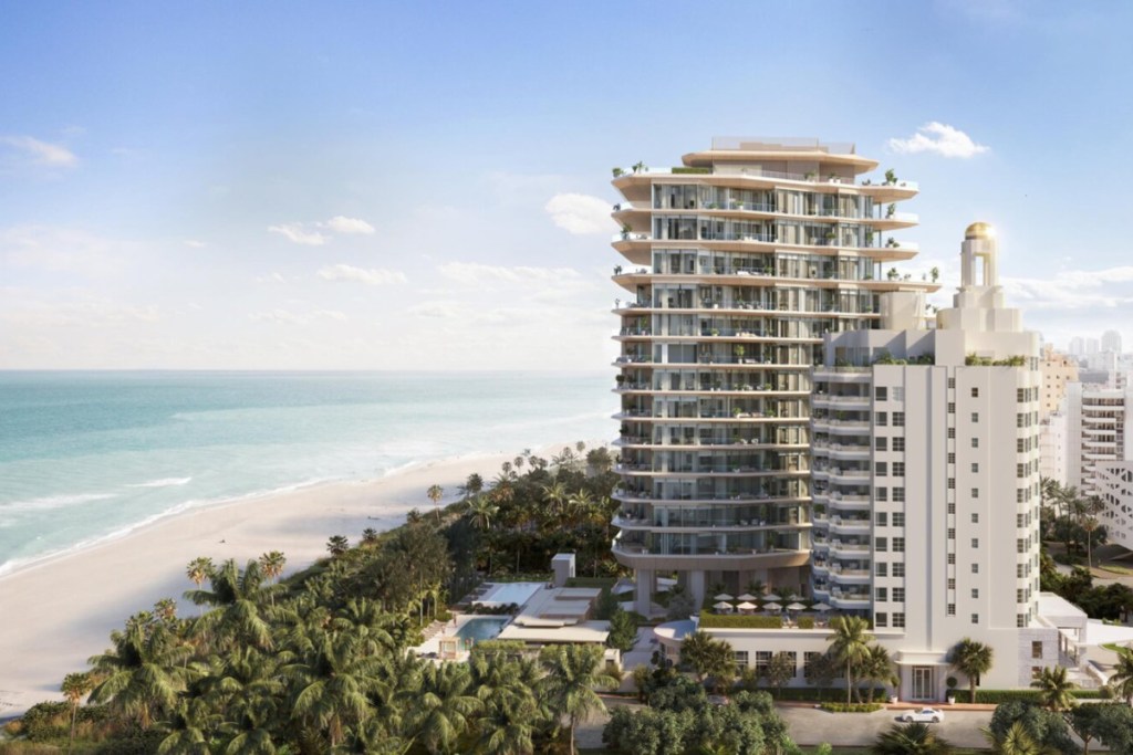 aerial view of a luxury hotel in Miami beach run by Aman