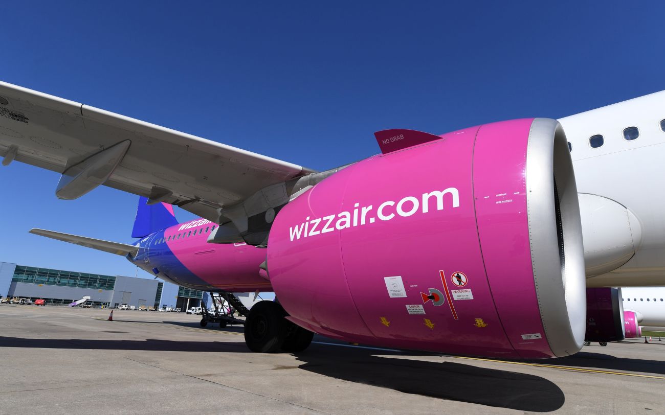 The outside of a Wizz Air Airbus aircraft.