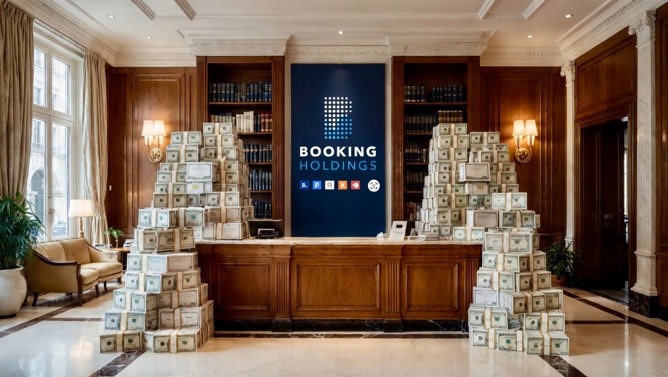 Stack of dollars and Booking Holdings