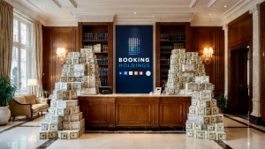 Stack of dollars and Booking Holdings