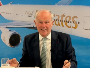 Sir Tim Clark speaking at the Farnborough Airshow on July 21, 2026