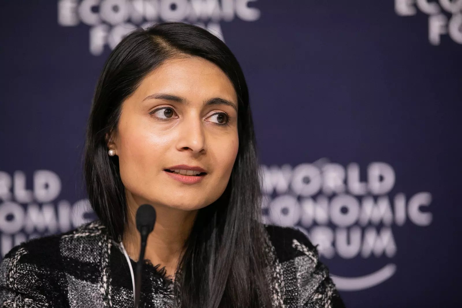 Saadia Zahidi pictured at a World Economic Forum event.