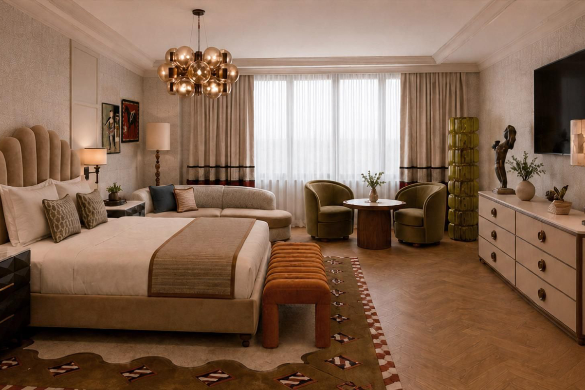a guest room at a hotel in new york city run by Fattal Hotel Group