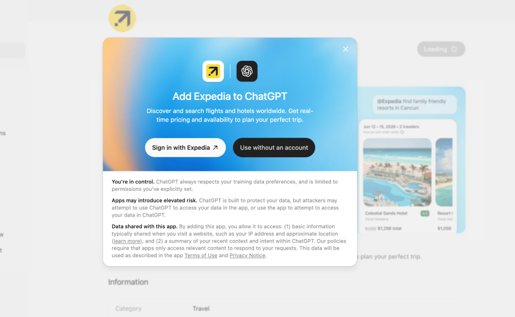 Expedia chatgpt app