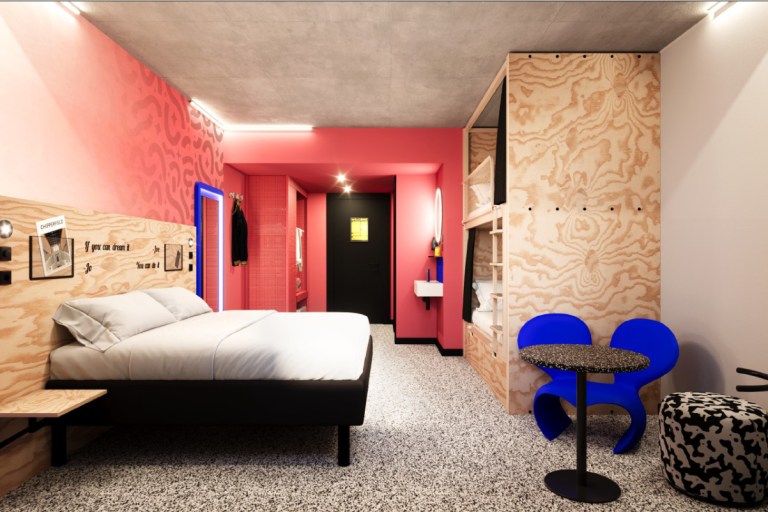 a room at a planned Jo&Joe hybrid hospitality project